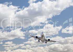 Jet Airplane Landing with Dramatic Clouds Behind