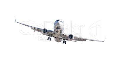 Jet Airplane Landing Isolated on White