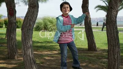 child listening to music and dancing