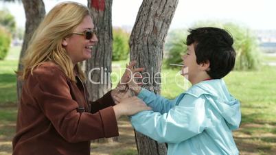 Mother and son relaxing time