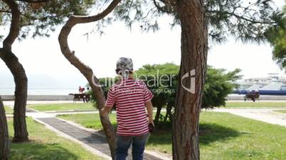 Little boy relaxing in park