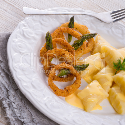 Onion ring white potato dumpling