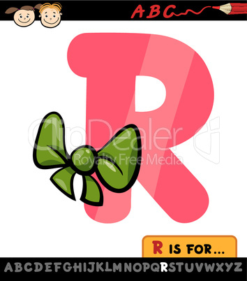 letter r with ribbon cartoon illustration
