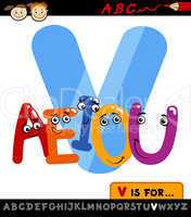 letter v with vowels cartoon illustration