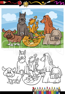 funny dogs cartoon coloring book