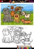dogs group cartoon coloring book