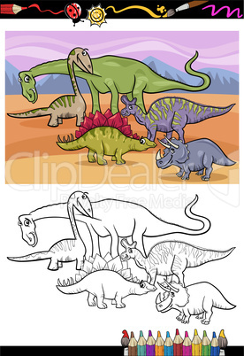 dinosaurs group cartoon coloring book