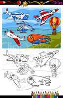 planes and aircraft cartoon coloring book