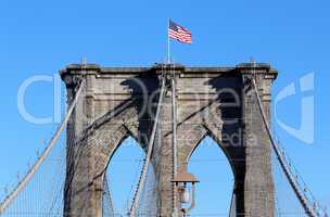 Brooklyn Bridge in Manhattan over Hudson River.