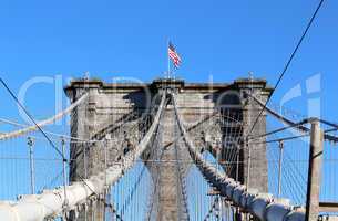 Brooklyn Bridge in Manhattan over Hudson River.