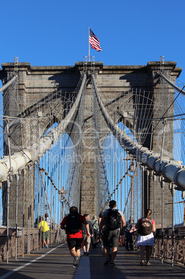 Walkway on the brooklyn bridge in New York City.