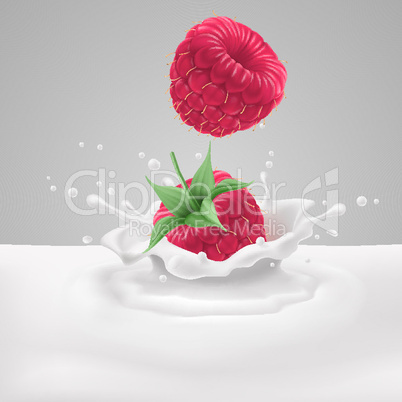 Raspberries with milk