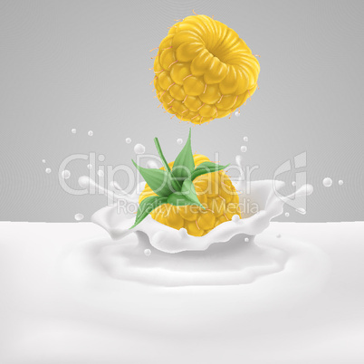 Yellow raspberry with milk