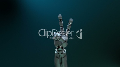 Animated robot hand gesture "Victory".