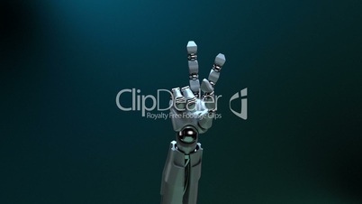 Animated robot hand gesture "Victory".