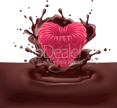 Raspberry heart with chocolate