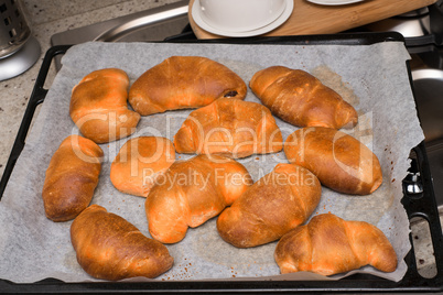 Freshly prepared home croissants on a modern kitchen