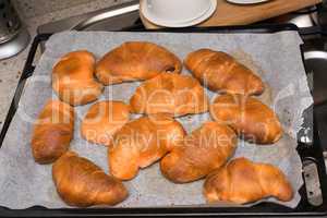 Freshly prepared home croissants on a modern kitchen