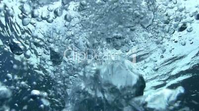 air bubbles in the blue water, backdrop