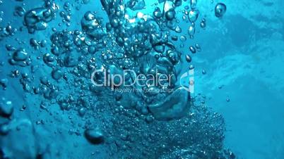 air bubbles in the blue water, backdrop
