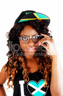 closeup of jamaican girl.