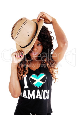 girl with cowboy hat.