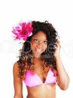 bikini woman with flower.