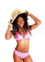 bikini woman with hat.