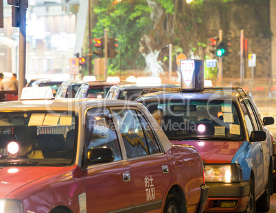 Classic Red Taxi Cab of Hong Kong