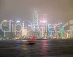 Hong Kong night skyline as seen from Kowloon promenade