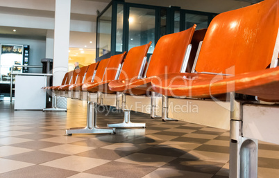 Airport gate empty chairs