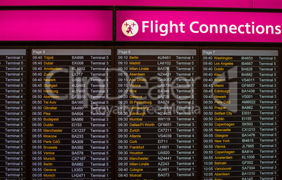 Flight connections board - Destination airports