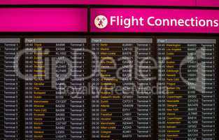 Flight connections board - Destination airports