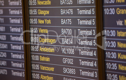 Flight board - Destination airports