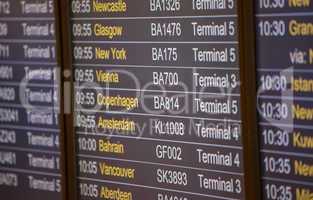 Flight board - Destination airports