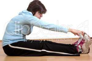 Woman with stretching before exercise