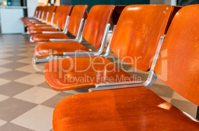 Airport gate empty chairs