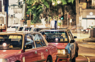 Classic Red Taxi Cab of Hong Kong