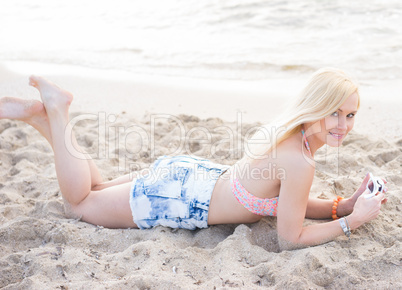 blonde woman on the beach