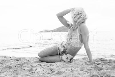 blonde woman on the beach