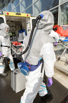 Hazardous material medical team with equipment