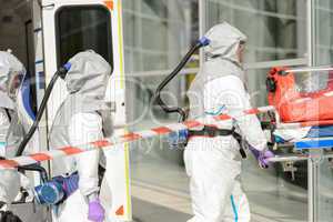Hazardous material medical team entering building