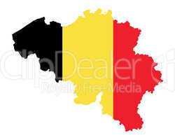 Karte und Fahne von Belgien