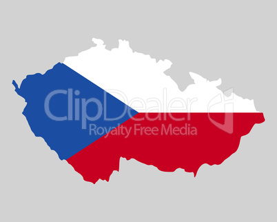Karte und Fahne von Tschechien