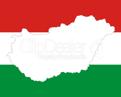Karte und Fahne von Ungarn