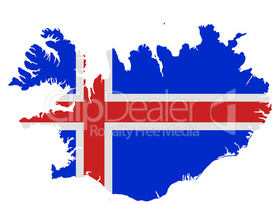 Karte und Fahne von Island