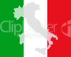 Karte und Fahne von Italien