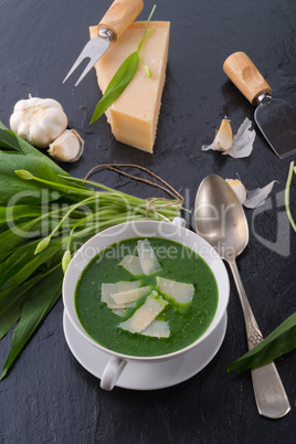 wild garlic soup with Parmesan