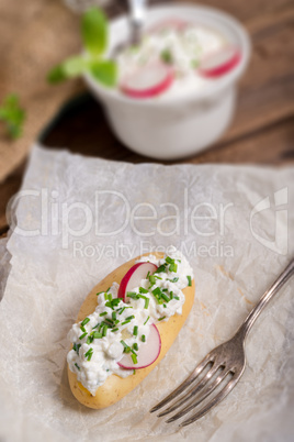 New potatoes with spring curd