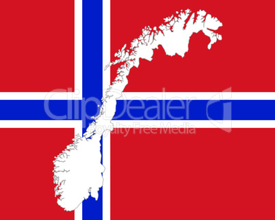 Karte und Fahne von Norwegen